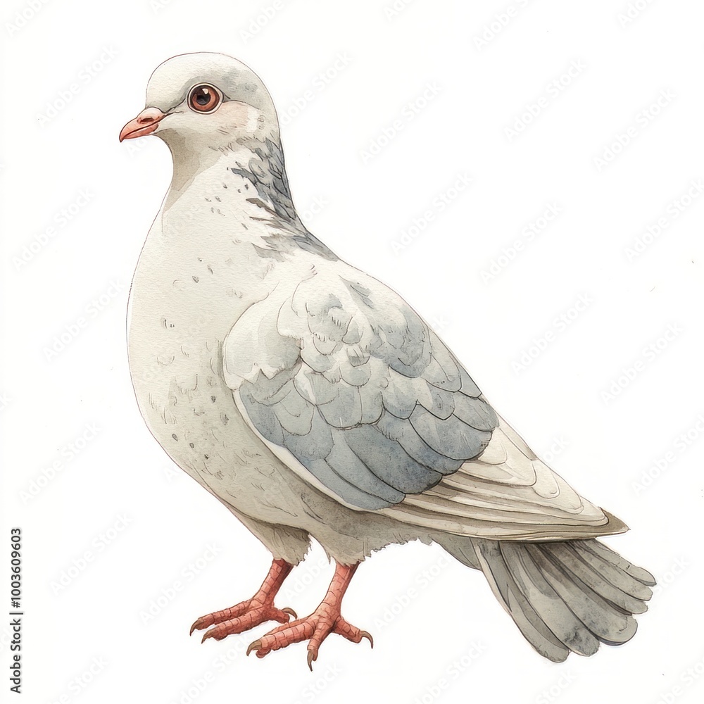 Naklejka premium White pigeon on a white isolated background.