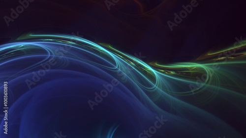 3D manual rendering abstract blue fractal light background. Its not AI Generatd illustration.