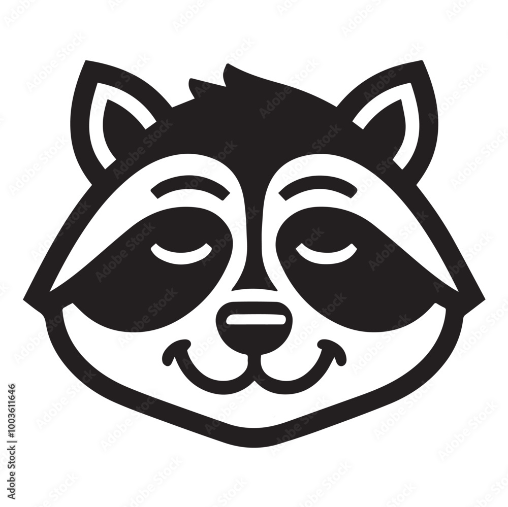 Raccoon Face Logo Concept - Raccoon Head Vector Illustration in black and white - Raccoon Clipart design Raccoon Face Logo Concept - Raccoon Head Vector Illustration in black and white - Raccoon Clipart design