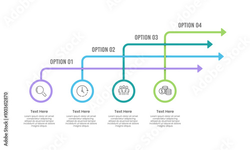4 Arrows options infographic design. Business presentation, Workflow, Roadmap and Plan. Vector illustration.