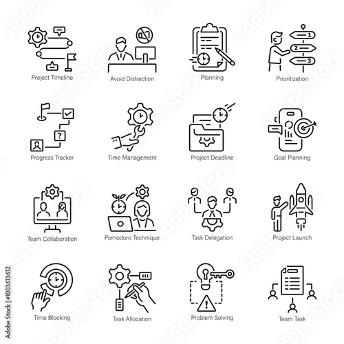 Collection of Productivity Linear Icons 