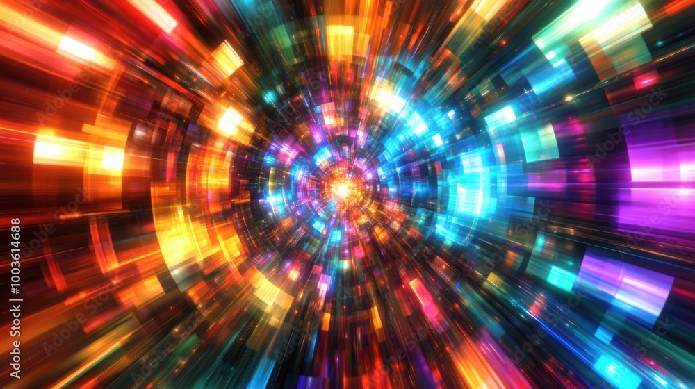 A glowing, vibrant color wheel with bright hues radiating outwards in a dynamic pattern A glowing, vibrant color wheel with bright hues radiating outwards in a dynamic pattern