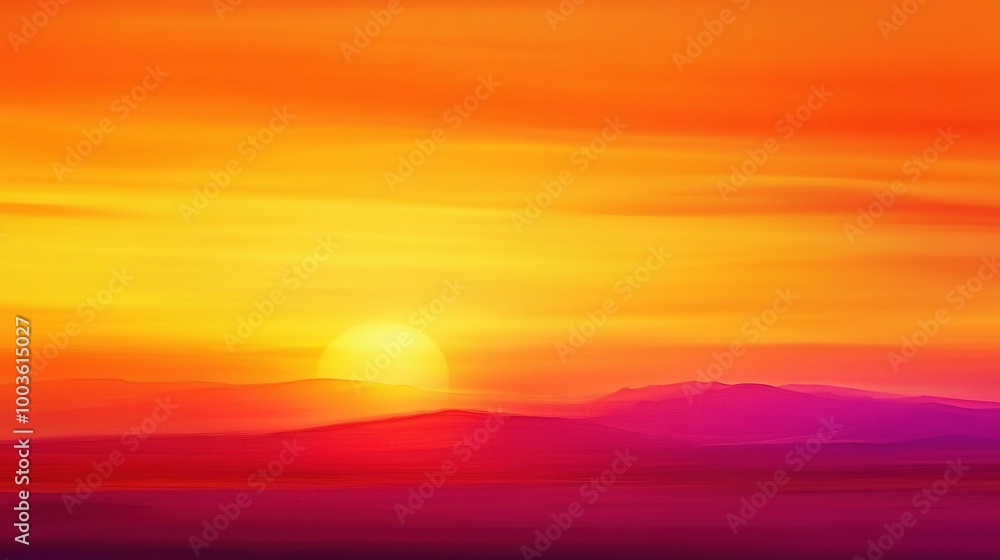 Fototapeta premium Vibrant Sunset Over Calm Horizon