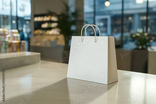 Wallpaper Mural A clean and blank, white or natural colored eco-friendly shopping bag with sturdy handles, perfect for showcasing your logo or branding in a simple and elegant layout, Shopping bag mockup, Empty Torontodigital.ca