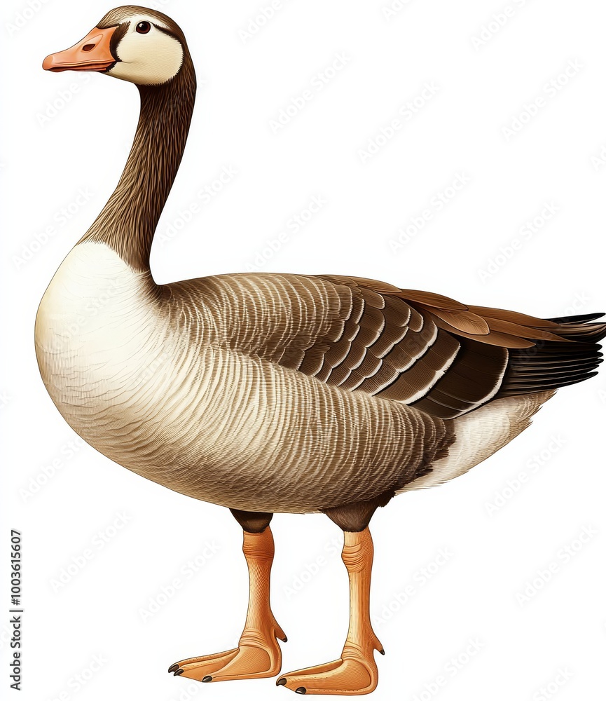 PNG of an elegant brown goose in an upright position. PNG of an elegant brown goose in an upright position.