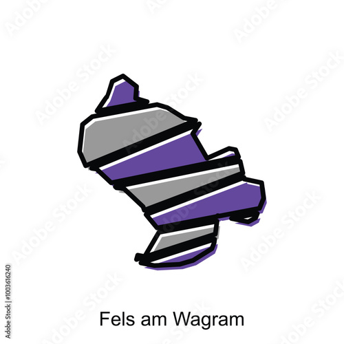 Map City of Fels am Wagram, administrative geometric colorful with outline vector design template photo