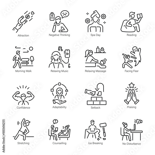 Set of Self Development Linear Style Icons 

 photo