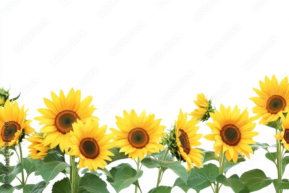 PNG graphic depicting a floral border with sunflowers from the Asteraceae plant family. PNG graphic depicting a floral border with sunflowers from the Asteraceae plant family.