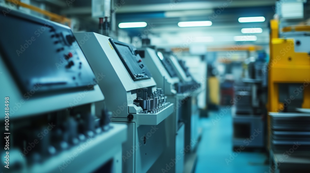 Advanced machinery in a modern industrial factory showcasing automated manufacturing processes during the daytime Advanced machinery in a modern industrial factory showcasing automated manufacturing processes during the daytime