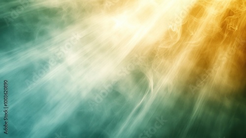 Foggy Light Rays with Green and Gold in Mystical Aura photo