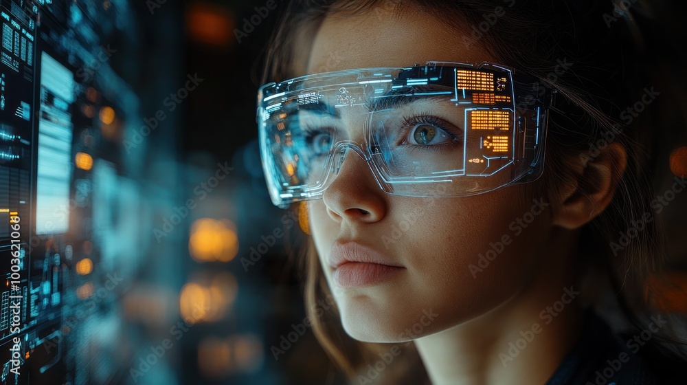 Woman with Futuristic Glasses Woman with Futuristic Glasses