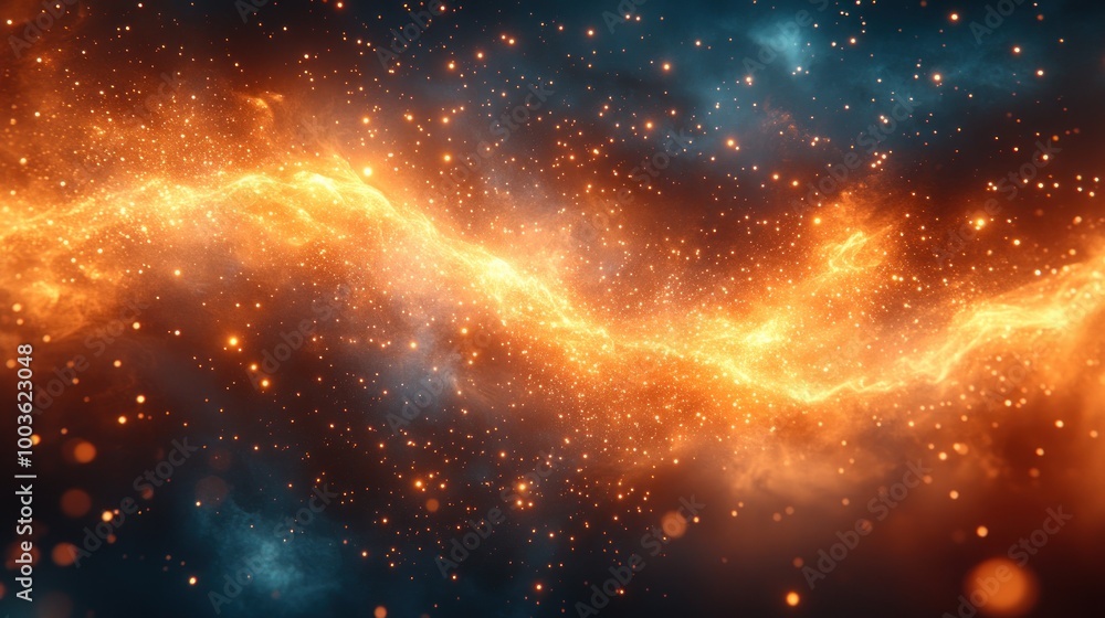 Abstract background with glowing streaks of fire and light in a dark space. Abstract background with glowing streaks of fire and light in a dark space.