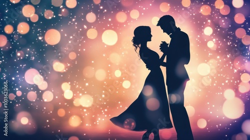 Romantic Silhouette Dance under the Sparkling Lights