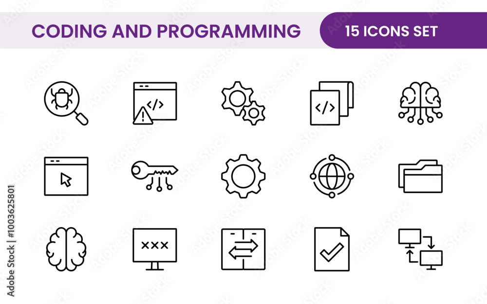 Programming coding set of web icons in line style. Software development icons for web and mobile app. Code, api, programmer, developer, information technology, coder and more. Programming coding set of web icons in line style. Software development icons for web and mobile app. Code, api, programmer, developer, information technology, coder and more.
