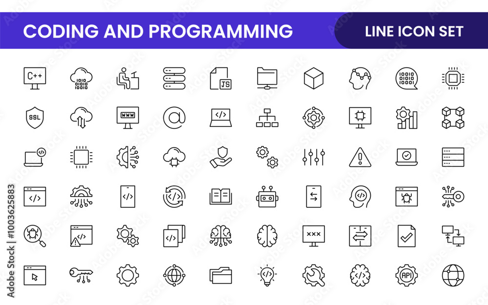 Programming coding set of web icons in line style. Software development icons for web and mobile app. Code, api, programmer, developer, information technology, coder and more. Programming coding set of web icons in line style. Software development icons for web and mobile app. Code, api, programmer, developer, information technology, coder and more.