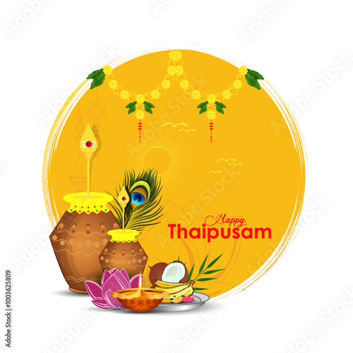 Vector illustration concept of Happy Thaipusam or Thaipoosam greeting with celebrating
