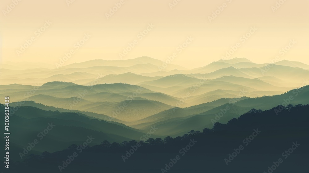 The mountains are covered in trees and the sky is a light blue color. The mountains are very tall and the trees are very green The mountains are covered in trees and the sky is a light blue color. The mountains are very tall and the trees are very green