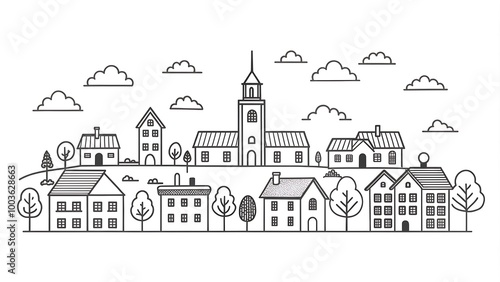 Village skyline drawing trend