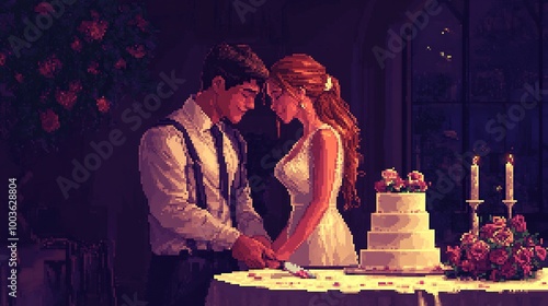 Wallpaper Mural A Bride and Groom Cutting Their Wedding Cake Torontodigital.ca