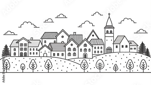 Village skyline drawing trend