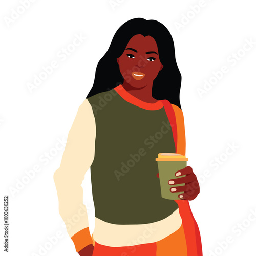 Modern black woman in elegant art style vector