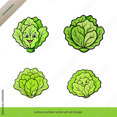 Lettuce Delight  Cartoon Vector Art Set Design