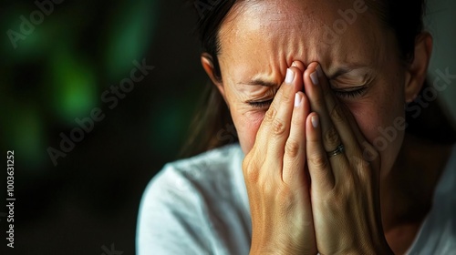 Wallpaper Mural A sad mother sitting at home suffering from postpartum depression. Motherhood problems.. Torontodigital.ca