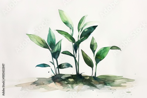Simple plant design in realistic watercolor depiction