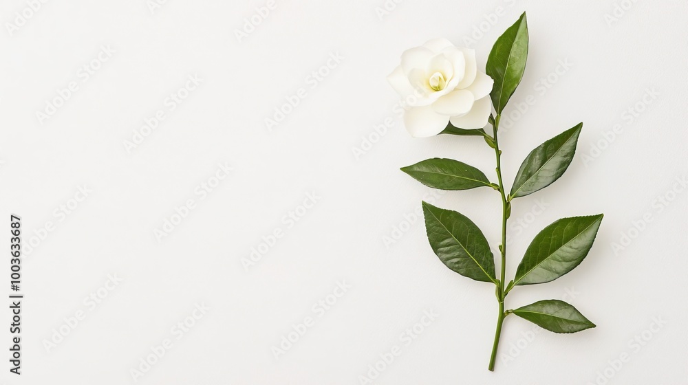 Gardenia on solid white background, single object Gardenia on solid white background, single object