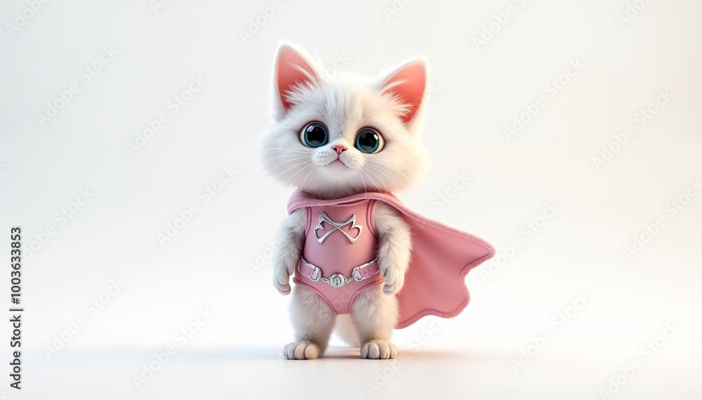 Cat stands in a superhero costume Cat stands in a superhero costume