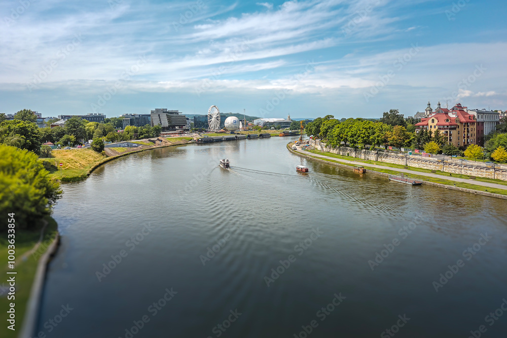 Landscape of a lake surrounded by a forest and a river flowing through the city. Landscape of a lake surrounded by a forest and a river flowing through the city.