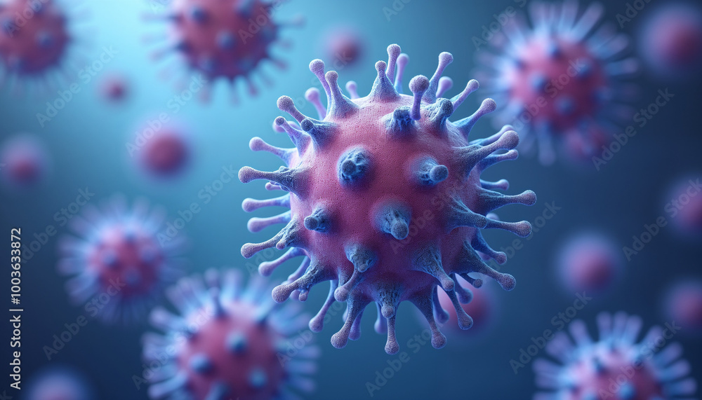 Viruses color are blue and purple human cell network Viruses color are blue and purple human cell network