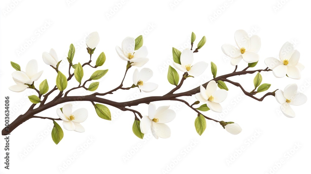 Magnolia on solid white background, single object Magnolia on solid white background, single object