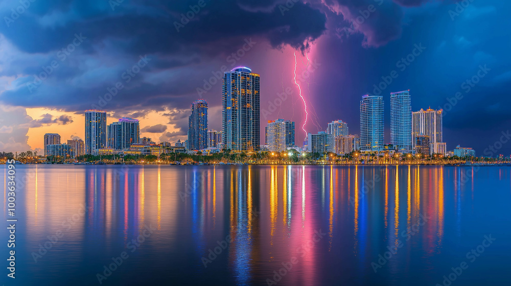 Thunderstorm Illuminating the Night Skyline Thunderstorm Illuminating the Night Skyline