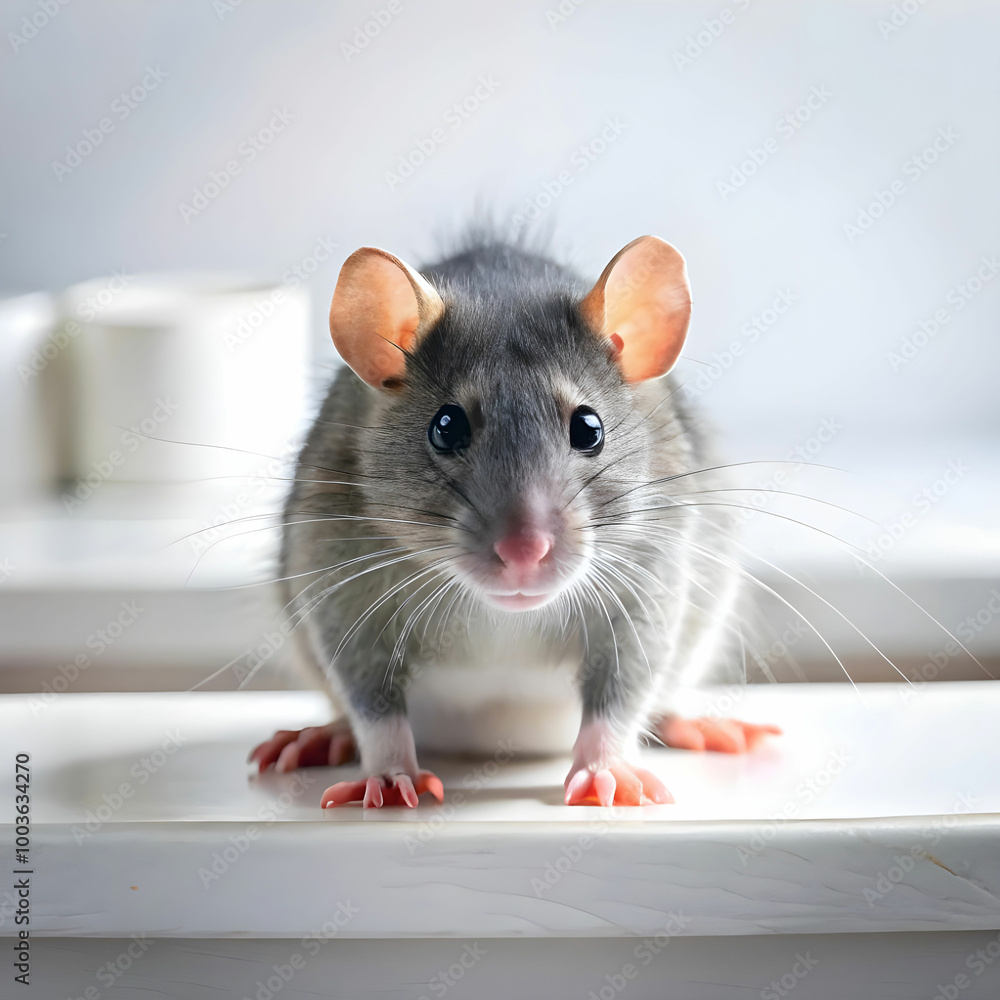 Fototapeta premium Funny rat isolated on white background.