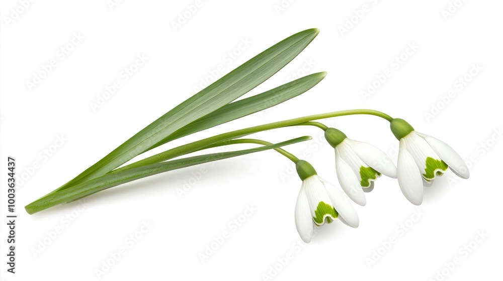 Fototapeta premium Snowdrop on solid white background, single object