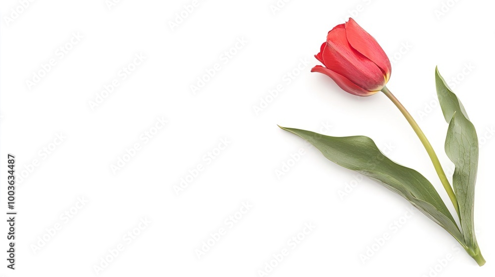 Fototapeta premium Tulip on solid white background, single object