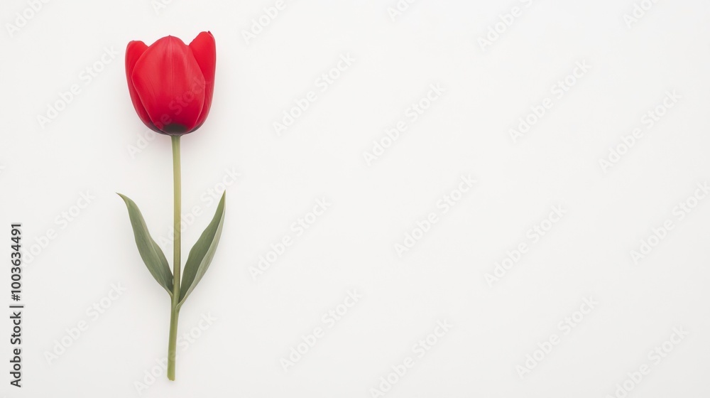 Tulip on solid white background, single object Tulip on solid white background, single object