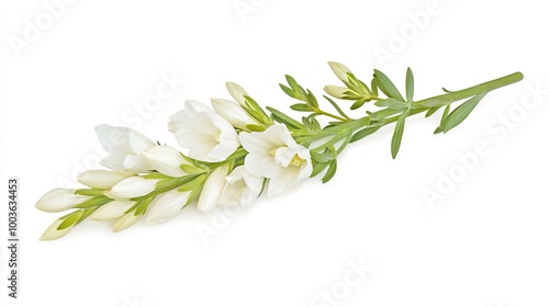 Tuberose on solid white background, single object
