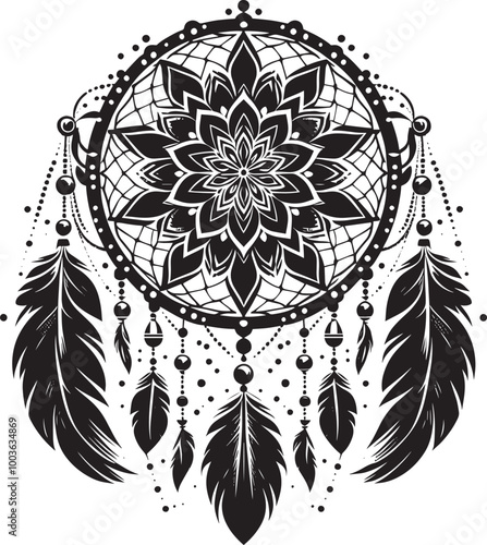 Dream catcher silhouette vector illustration isolated on a white background