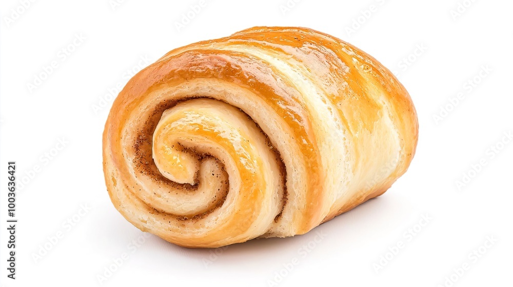 A cinnamon roll on solid white background, single object A cinnamon roll on solid white background, single object