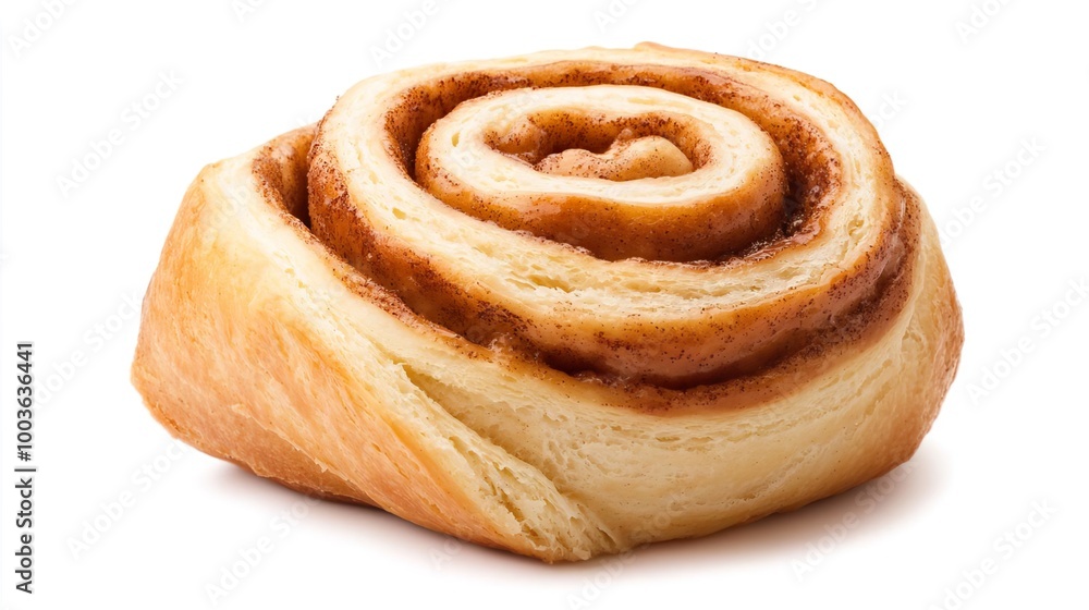 Fototapeta premium A cinnamon roll on solid white background, single object