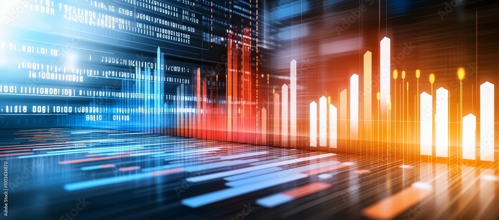 Digital Background with Sound Waves and Bokeh Lights for Data Analysis Digital Background with Sound Waves and Bokeh Lights for Data Analysis