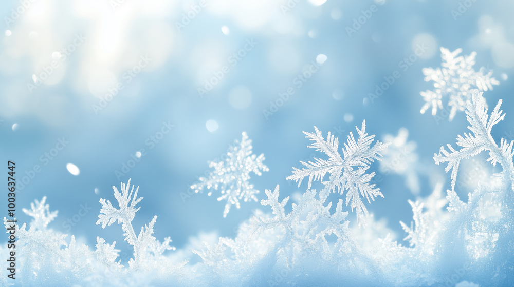Frosty Windowpan with Delicate Snowflakes Frosty Windowpan with Delicate Snowflakes