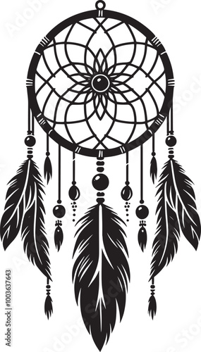 Dream catcher silhouette vector illustration isolated on a white background