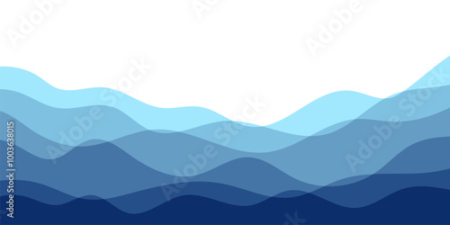 Sea waves. Blue river ocean wave layer background. Seamless sea pattern. Water wave abstract design. Vector illustration