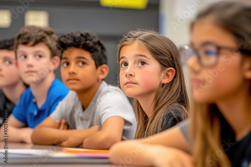 A small group of students attentively listening to a teacher's explanation, emphasizing the value of personalized instruction and collaboration in education