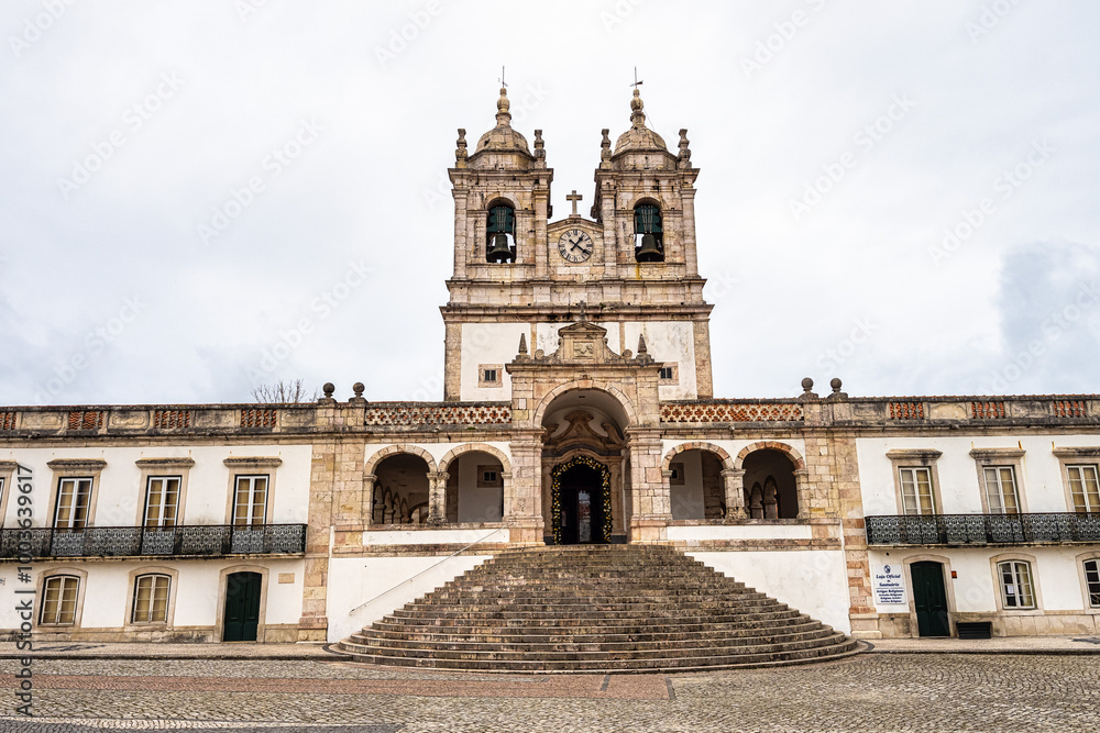 The famous Santuario de Nossa Senhora da Nazare, sanctuary of our lady. Nazare in Portugal The famous Santuario de Nossa Senhora da Nazare, sanctuary of our lady. Nazare in Portugal