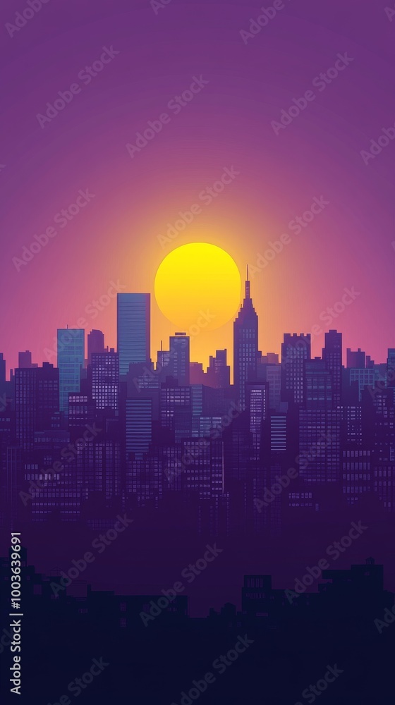 Vibrant sunset over the New York skyline illuminating skyscrapers in twilight hues Vibrant sunset over the New York skyline illuminating skyscrapers in twilight hues