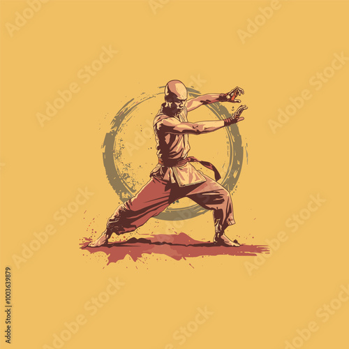 kung-fu martial arts sport vector illustration